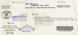 India 2000 Calcutta Department Of Communications Barcoded Registered Service Cover - Sellos De Servicio