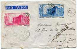 COTE D'IVOIRE LETTRE PAR AVION CENSUREE DEPART ABIDJAN 26 AOUT 39 POUR LA FRANCE - Covers & Documents