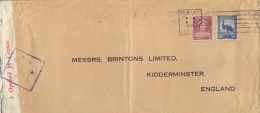 Australia 1943 Commercial Envelope From Melbourne To England With 1 D. + 5½ D. Emu Wrapper And Handstamp Censorship - Brieven En Documenten