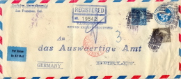 USA 1931 Registered Air Mail Letter 5 C. + 5 C. + 30 C. German Consulate Mail From San Francisco To Germany - 1c. 1918-1940 Briefe U. Dokumente