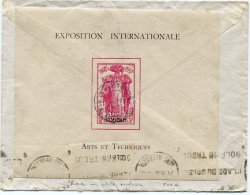 SOUDAN LETTRE PAR AVION DEPART SEGOU 14 JUIL 38 SOUDAN-FRANCAIS POUR LA FRANCE (AFFRANCHISSEMENT BLOC EXPO. PARIS 1937) - Storia Postale