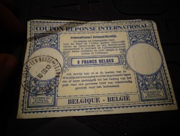COUPON REPONSE INTERNATIONAL 8 Francs Belges ( Belgique België ) - Reply Coupons