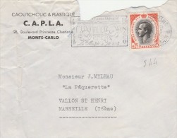 MONACO Yvert 544 Seul Sur Lettre Entête CAPLA Caoutchouc Plastique Flamme  Musée Océanographique Monte Carlo - Covers & Documents