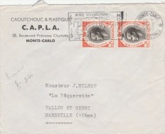 MONACO Yvert  544 X 2 Sur Lettre Entête CAPLA Caoutchouc Plastique Flamme Musée Océanographique Monte Carlo 1960 - Cartas & Documentos