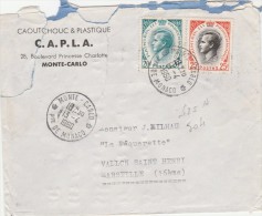 MONACO Yvert  425A + 504 Sur Lettre Entête CAPLA Caoutchouc Plastique Cachet Monte Carlo 1960 - Brieven En Documenten