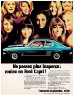 FORD CAPRI PUBLICITE ISSUE D´UN MAGAZINE 1970 FORMAT 21 X 27.5 FRANCE - Publicidad