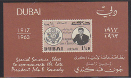 Dubai 1963 Kennedy Imperforate Airmail Souvenir Sheet. - Dubai