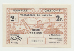 New Caledonia 2 Francs 1943 UNC NEUF Pick 56b 56 B - Nouméa (Neukaledonien 1873-1985)