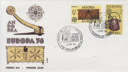 Enveloppe  FDC   1er  Jour   ANDORRE  ANDORRA    Paire    EUROPA     1976 - 1976