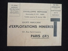 Société Marocaine D'exploitations Minières 19/01/1956 - Cards/T Return Covers