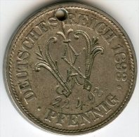 Allemagne Germany - Sur Base D'une 10 Pfennig 1893 F  (J 13 KM 12) - Gravure W Et 22 . 4 . 98 - Altri & Non Classificati