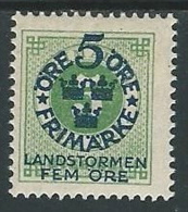 1910 SVEZIA PRO MILIZIA TERRITORIALE 5+5 SU 5 ORE MH * - ZX0.7 - Unused Stamps