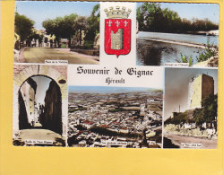 CPSM -  SOUVENIR De GIGNAC - Multivues - Place De La Victoire - Barrage Sur L'Herault  - Ruelle - La Tour Coté Sud - Gignac