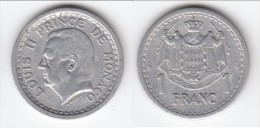 MONACO ****  1 FRANC  ALUMINIUM (1943) SANS DATE - LOUIS II **** EN ACHAT IMMEDIAT !!! - 1922-1949 Louis II.