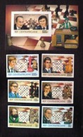 CENTRAFRIQUE Echec, Echecs, Chess, Ajedrez. Yvert 573/76+PA280/1+BF 65, Non Dentelé, Imperforate ** MNH. Serie Complete - Schach