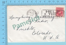 1948 Post Mark "Help The Red Cross"  From Winnipeg Canada To Pueblo Colorado USA 2 Scans - Covers & Documents