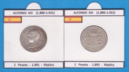 ALFONSO XIII (1.886-1.931) 1 PESETA  1.891  SC/UNC  Réplica  T-DL-11.418 - Essais & Refrappes