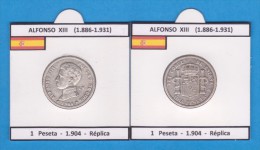 ALFONSO XIII (1.886-1.931) 1 PESETA  1.904  SC/UNC  Réplica  T-DL-11.419 - Essais & Refrappes