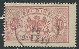 1874-85 SVEZIA USATO SERVIZIO STEMMA E CIFRA 20 ORE D. 13 - ZX7 - Service