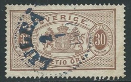 1874-85 SVEZIA USATO SERVIZIO STEMMA E CIFRA 30 ORE D. 13 - ZX7 - Dienstzegels