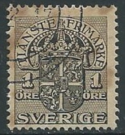 1910-14 SVEZIA USATO SERVIZIO STEMMA CON CORONA 1 ORE - ZX7.2 - Dienstzegels