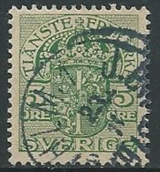 1910-14 SVEZIA USATO SERVIZIO STEMMA CON CORONA 5 ORE - ZX7.2 - Dienstzegels