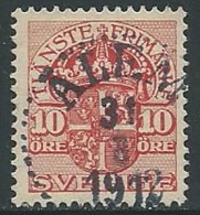 1911-19 SVEZIA USATO SERVIZIO STEMMA CON CORONA 10 ORE - ZX7.3 - Dienstzegels