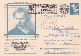 BARBU DELAVRANCEA WRITER ,SPECIAL PMK,1983, POSTCARD STATIONERY ROMANIA. - Lettres & Documents