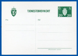 NORWAY PRE-PAID CARD UNUSED 20 ORE OFFICIAL TYPE O.S. THIN CENTRE LINE BREVKORT  WATERMARK REVERSED - Postal Stationery