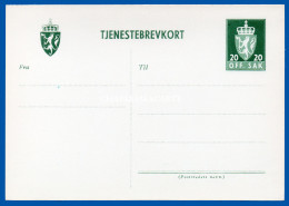 NORWAY PRE-PAID CARD UNUSED 20 ORE OFFICIAL TYPE OFF. SAK. BREVKORT  WATERMARK INVERTED & REVERSED - Postal Stationery