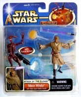 FIGURINE STAR WARS 1995 BLISTER US ATTACK OF THE CLONE MACE WINDU  + Battle Droid - Episodio II