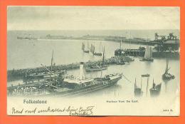 Angleterre - Folkestoner "  Harbour From The East  " Carte Precurseur - Folkestone