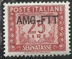 TRIESTE A 1954AMG-FTT SOPRASTAMPATO NUOVO TIPO OVERPRINTED SEGNATASSE TAXES TASSE LIRE 25 MNH BEN CENTRATO - Taxe