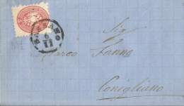 LV162 -LOMBARDO VENETO - 6 Novembre 1865- Lettera Con Testo Da Bassano A Conegliano Con 5 Soldi Rosa Vivo ... Leggi .... - Lombardy-Venetia