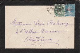 Algérie Yvert 6 Blanc + 14 Semeuse - Surcharge - Sur Lettre Oran 1926 Pour Bordeaux Gironde - Briefe U. Dokumente