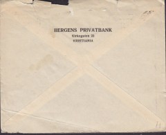 Norway BERGENS PRIVATBANK, KRITIANIA 1921 Cover Brief LEIPZIG Germany 40 Øre Posthorn (2 Scans) - Covers & Documents