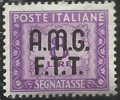 TRIESTE A 1947 1949 AMG-FTT SOPRASTAMPATO OVERPRINTED SEGNATASSE TAXES TASSE POSTAGE DUE LIRE 8 MNH BEN CENTRATO - Postage Due