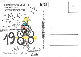 CPA.  ILLUSTRATEUR . B. VEYRI..  DEDICACE ORIGINALE .. L'ANNEE NOUVELLE 1988... ( 150 EXPL  SANS DEDICACE ) - Veyri, Bernard