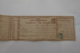 PTT LA POSTE ENFANTINE ->MANDAT DE POSTE + TIMBRE  REPUBLIQUE FRANCAISE PSEUDO ENTIERS POSTAUX Privés - Private Stationery