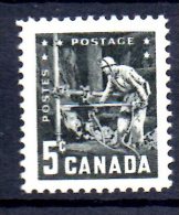 CANADA' 1957 , Serie Yvert N. 300 MINIERE  ***  MNH . - Ungebraucht