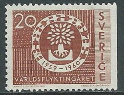 1960 SVEZIA ANNO DEL RIFUGIATO 20 ORE DENTELLATO TRE LATI  MNH ** - ZX8.3 - Unused Stamps
