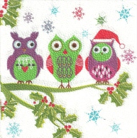 OWL * BIRD * ANIMAL * CHRISTMAS * XMAS * SANTA CLAUS * NAPKIN * Bagoly 01 - Tovaglioli Con Motivi