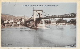 Condrieu (Rhône) - Le Pont Sur Le Rhône Et Le Port - Collection Baron - Ciel Et Eau Colorisés - Condrieu