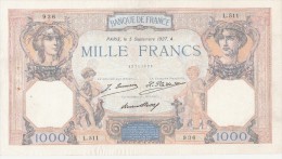 - BILLETS -  1000 F - CERES ET MERCURE - N° L . 511 - 936 - 5 SEPTEMBRE 1927 . A . - 1 000 F 1927-1940 ''Cérès Et Mercure''