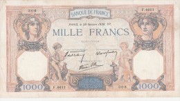 - BILLETS -  1000 F - CERES ET MERCURE -  N° - F - 4611 - -306 - 20 OCTOBRE 1938 - VP - - 1 000 F 1927-1940 ''Cérès Et Mercure''