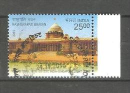 INDIA, 2015, FIRST DAY CANCELLED, Singapore India Joint Issue, Rashtrapati Bhavan 1v (Rs 25)Flag, Flags, Architecture, - Gebruikt