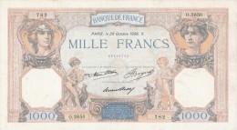 BILLETS - 1000 F CERES ET MERCURE - N° O . 2650 -782 - 29OCTOBRE1936 . X . - 1 000 F 1927-1940 ''Cérès Et Mercure''