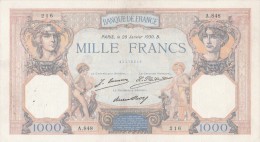 BILLETS - 1000 F CERES ET MERCURE - N° A .848 - 216 - 28 JANVIER 1930 . B . - 1 000 F 1927-1940 ''Cérès E Mercure''