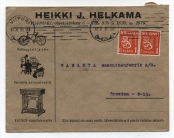 Finland/Germany BICYCLE SEWING MACHINE ADVERTISING COVER 1931 - Briefe U. Dokumente