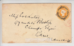 INDIA POSTAGE - TWO ANNAS AND SIX PIES - JAUNE - POUR PARIS - 1894 - Unclassified